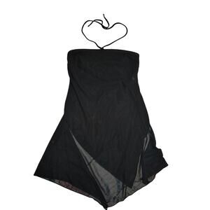 Y2K Wet Seal Black Sheer Strapless Halter Top Asymmetrical